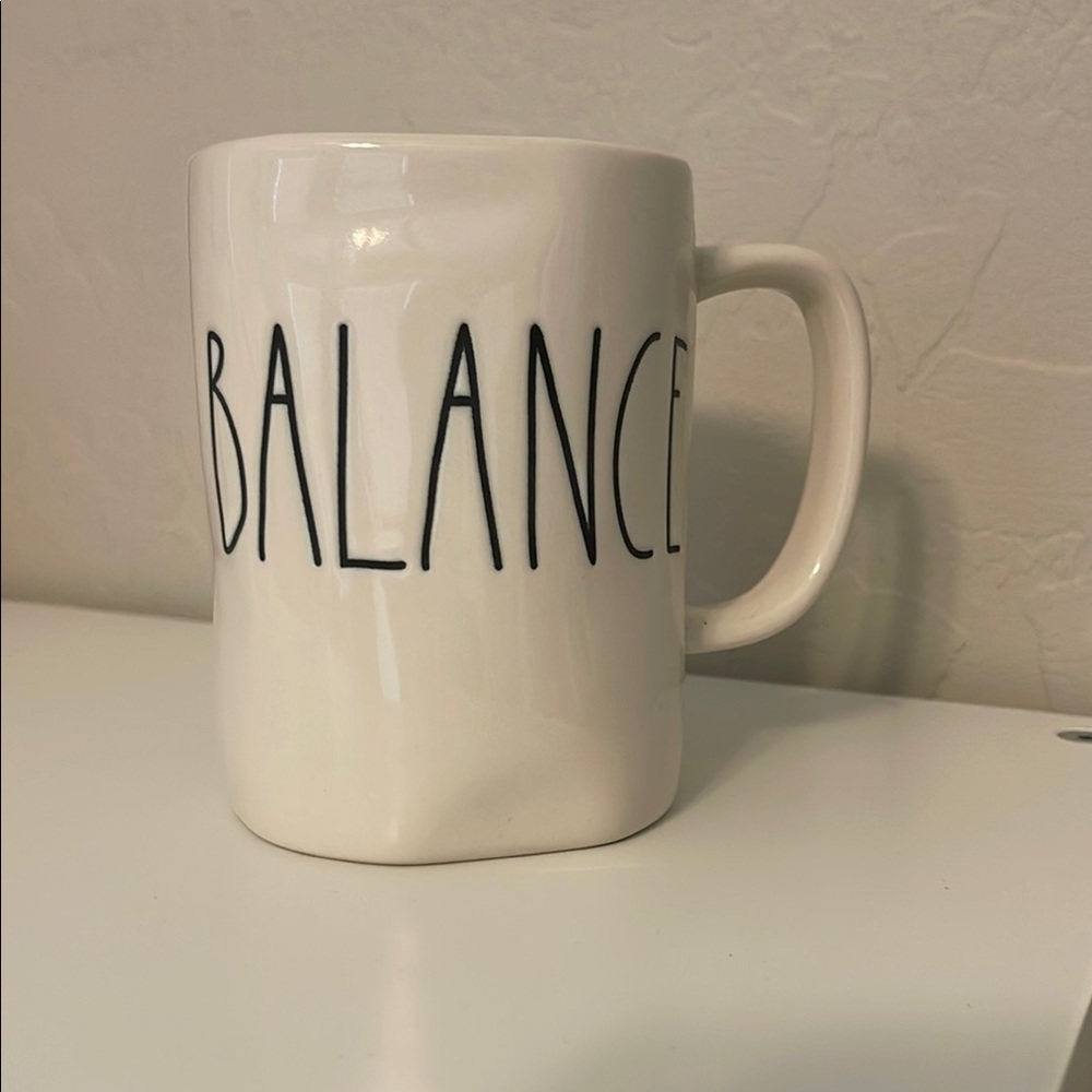 Rae Dunn White and Black Balance Mug